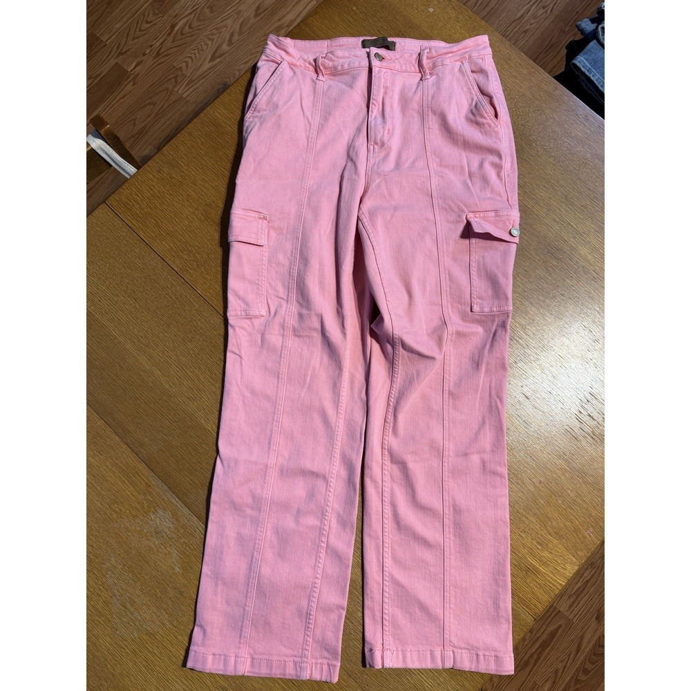 Judy Blue JB88837 Cargo Jeans Pink Women's 15/32 Fits 32x30 High Rise Straight